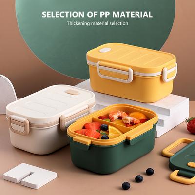 Double-Layer Two-Compartment Lunch Box PP Plastic Buckle Fresh-Keeping Box Portable Lunch Snack Box Microwave Ovens Safe