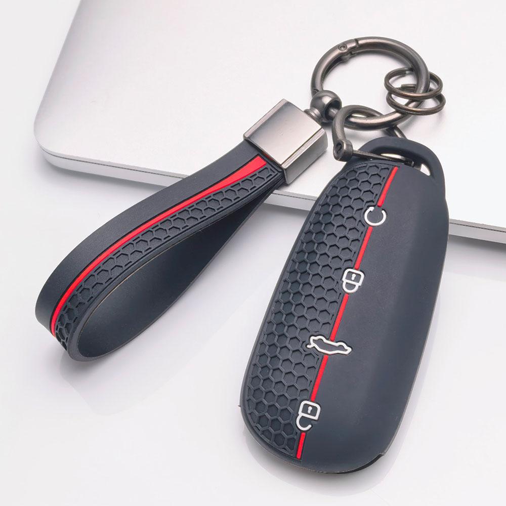 Key Case Cover for Chery Omoda C5 Tiggo with Keychain Anti-Scratch Guard Shockproof Protection Soft Grip Texture Responsive Button Touch