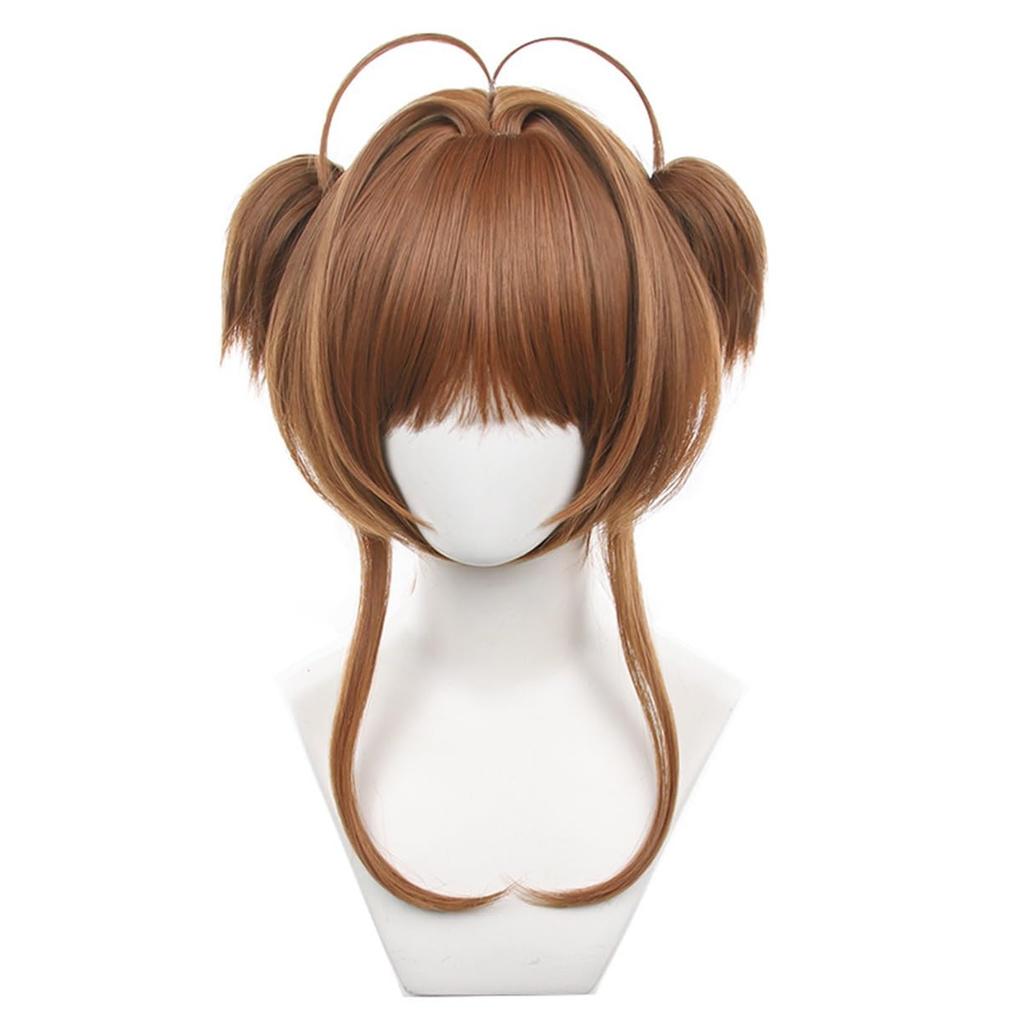 Cardcaptor Sakura Cosplay Sakura Anime Disguise Perfect for Everyday Cultural School and Cosplay Includes Wig Net Wig, Kinomoto, Heat-Resistant, Wig,