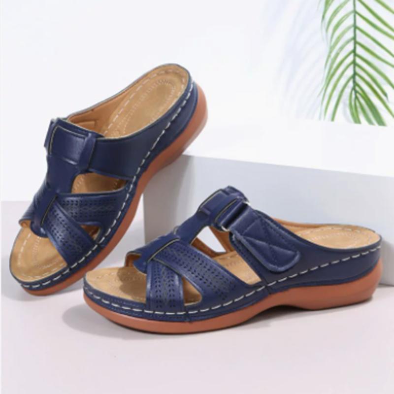 Fashion Summer Women Wedge Sandals Premium Orthopedic Open Toe Sandals Vintage Anti-Slip Leather Casual Female Platform Retro Shoes