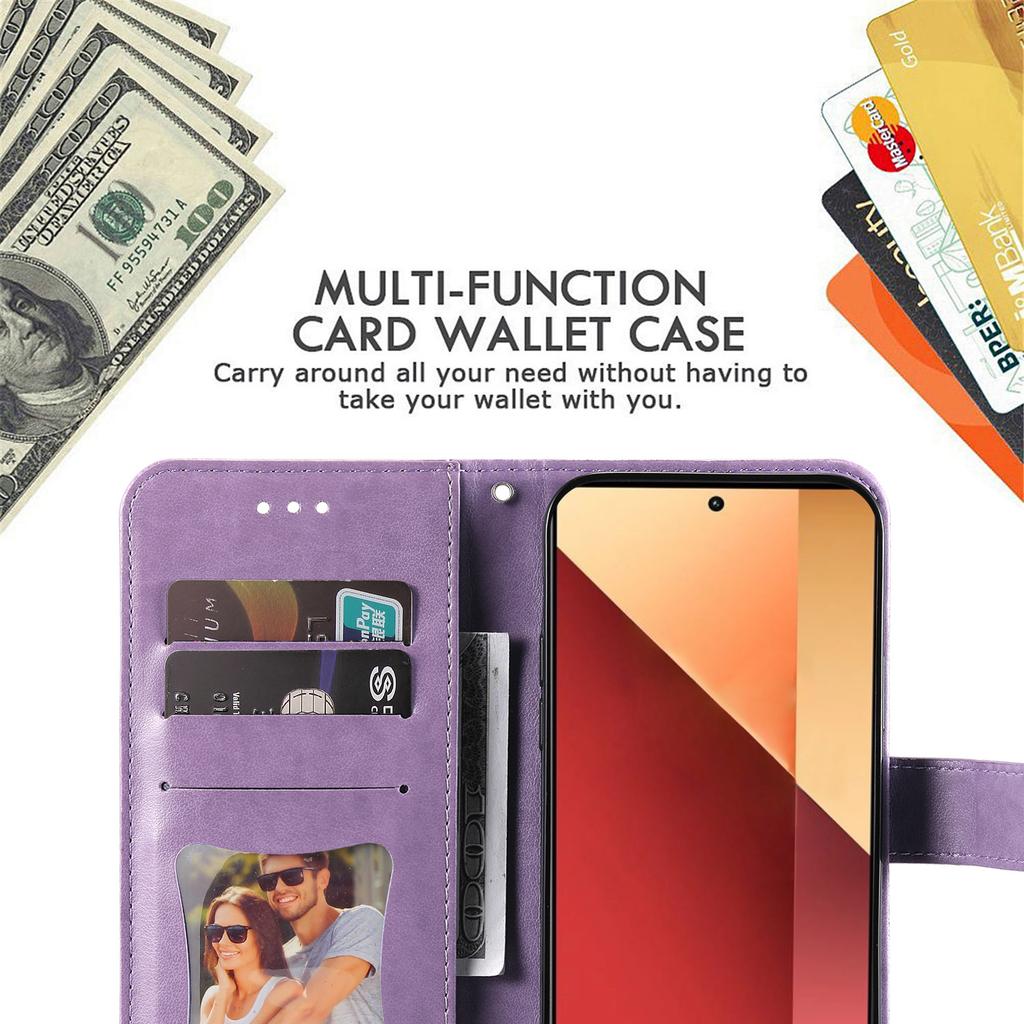 For Xiaomi Redmi Note 14S 4G/Note 13 Pro 4G/Poco M6 Pro 4G Case Floral Pattern PU Leather Wallet Stand Phone Cover
