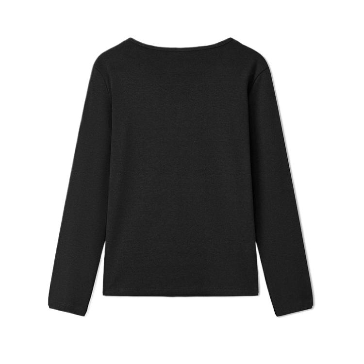 Skechers Round Neck Skin Tight Solid Color Long Sleeve Regular T-Shirt Women Tops L325W108-0018