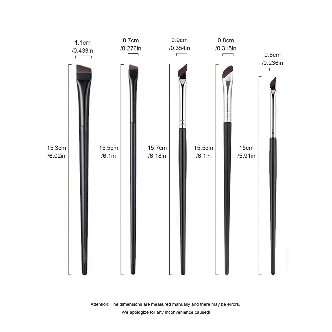 

1 Set Of 5 Brushes, Black Diagonal Eyeliner Eyebrow Brush, Lying Silkworm Novice Makeup Painting Down To Eye Shadow