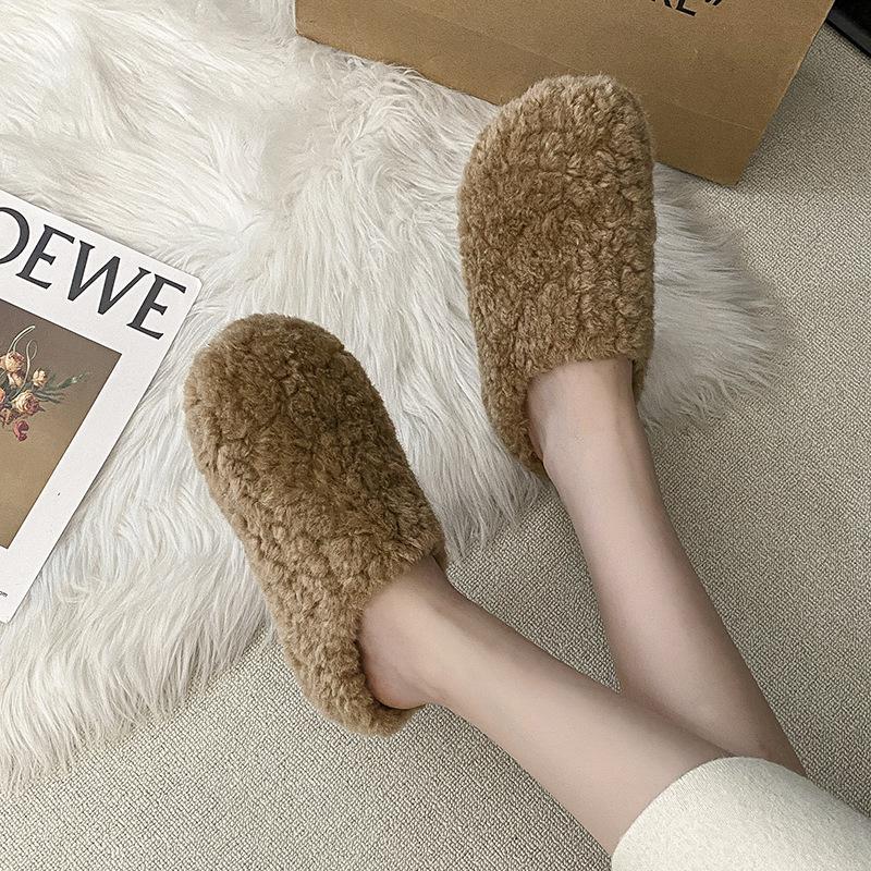 Thick-soled Lamb Wool Slippers Women's Autumn and Winter Wear 2025 New Korean Version of Internet Celebrity Height-increasing Muffin Bag Head Ha