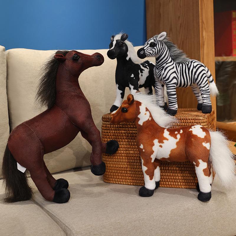 Simulation Horse Series Plush Toy Lifelike Zebra Ferghana Horse Plush Toys for Birthday Ornament
