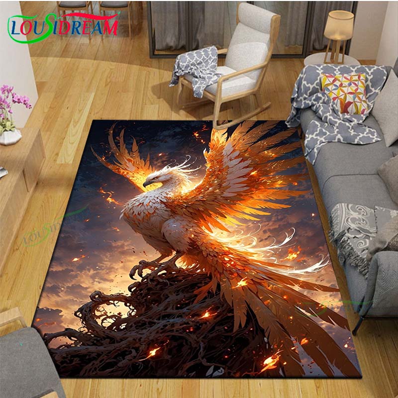 Popular Mythical Beast Phoenix Printed  Carpet Living Room Anti-Skid Area Rug Kids Bedroom Mats Yoga Mat Carpet Decor Gift