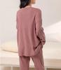 DAYCLOSET Комплект пижамы с длинным рукавом из вафельной ткани с животиком Средний Холодный домашняя одежда208 Пыльный Женский Теплее, Толщина, Погода, Осень/Зима, (Дж. П.,