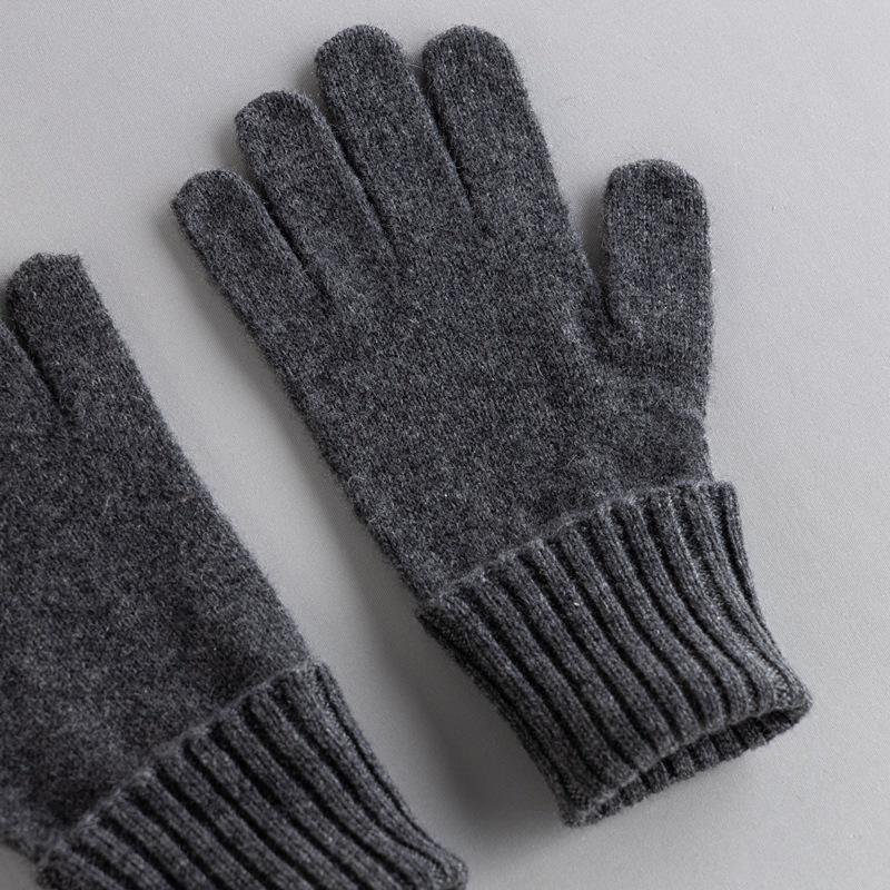 Women's 100% Cashmere Gloves, Five-Needle Knit, Double-Strand Yarn, Thickened for Cold Protection, Ideal for Autumn and Winter.