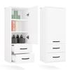 Nina W1D2S White Wall-Mounted Bathroom Cabinet Column 3 Shelves 2 Drawers