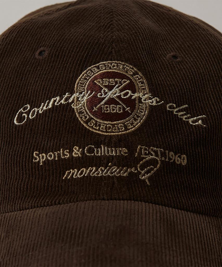 Kyuseu Lettering Corduroy Ball Cap - Brown