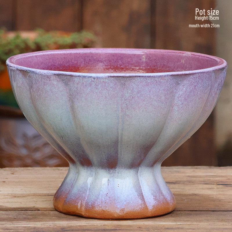 Personalized Large Ceramic Succulent Flower Pot with Wide Caliber - Free Shipping