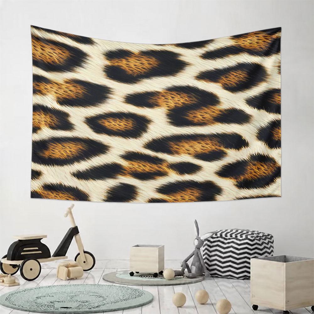 Leopard Print Furry Texture Design Pattern Wall Hanging Tapestry Decorative Tapestry Home Decor for Bedroom and Living Room