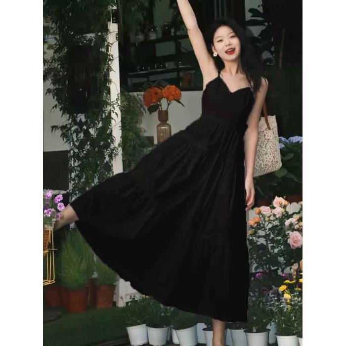 Weißes Latzkleid Damen Sommer Neu Sanftes Temperament Nischen Design Französisch Schön Erste Liebe Langer Rock 2XL gray