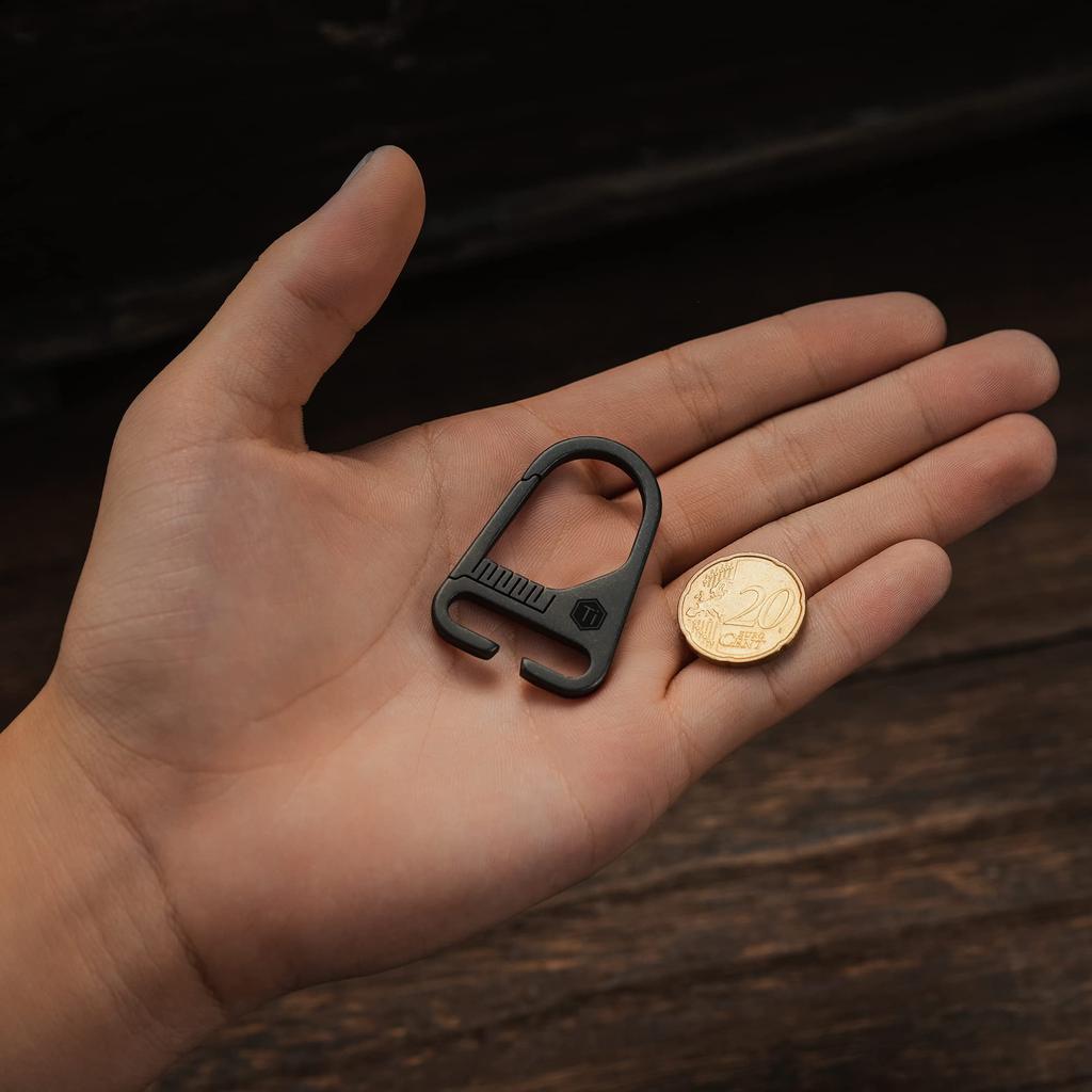 KeyUnity KB00BK Velcro Keychain with Titanium Key Holder with Tag Loop Ideal for Outdoor 2 Colors PVD Carabiner, Patch, & Panel, Camping, (KB00 Black)