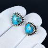 Blue Spiny Turquoise Earrings | 925 Sterling Silver Stud Earrings | Handmade Gemstone Love Studs Heart Earrings | Boho Jewelry Birthday Gift