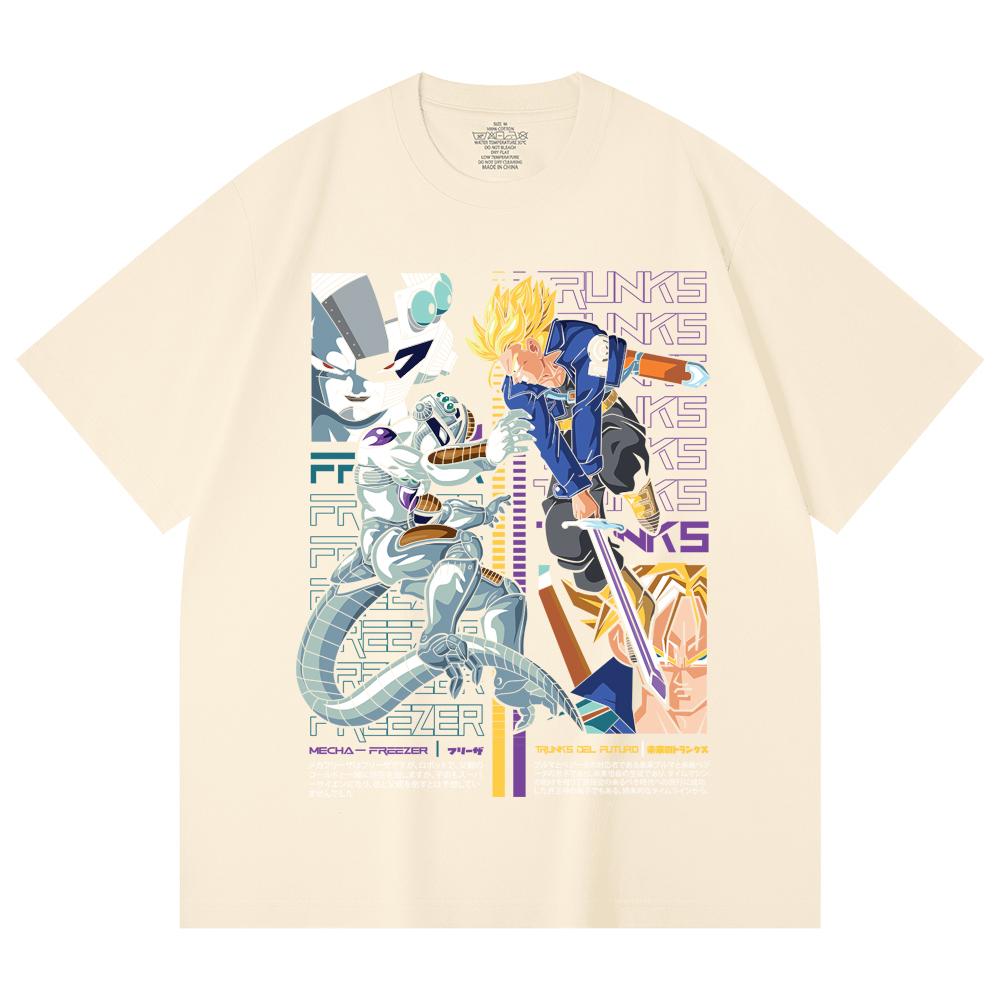 230 Gsm 100% Cotton Dragon Ball V50 Trunks Freeza Print Unisex Heavy Cotton T Shirt