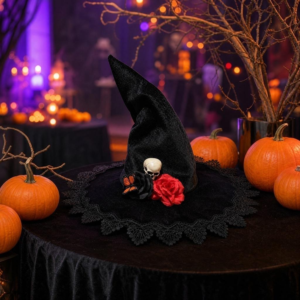 Large Ruffled Witch Hat for Halloween Costume Party