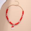 New Fashion Red Beaded Santa Claus Choker Necklace