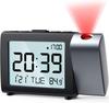 Portable Table Alarm Clock with Adjustable Backlight and Display Calendar Laser Projection Alarm Clock for Bedroom Ceiling Wall