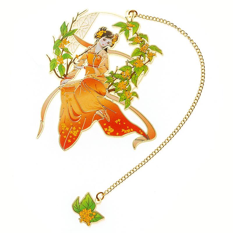 Chinese Mythological Fairy Bookmarks Beautiful Hollow Brass Bookmark Flower Fairy Bookmarks Girl‘s Stationery