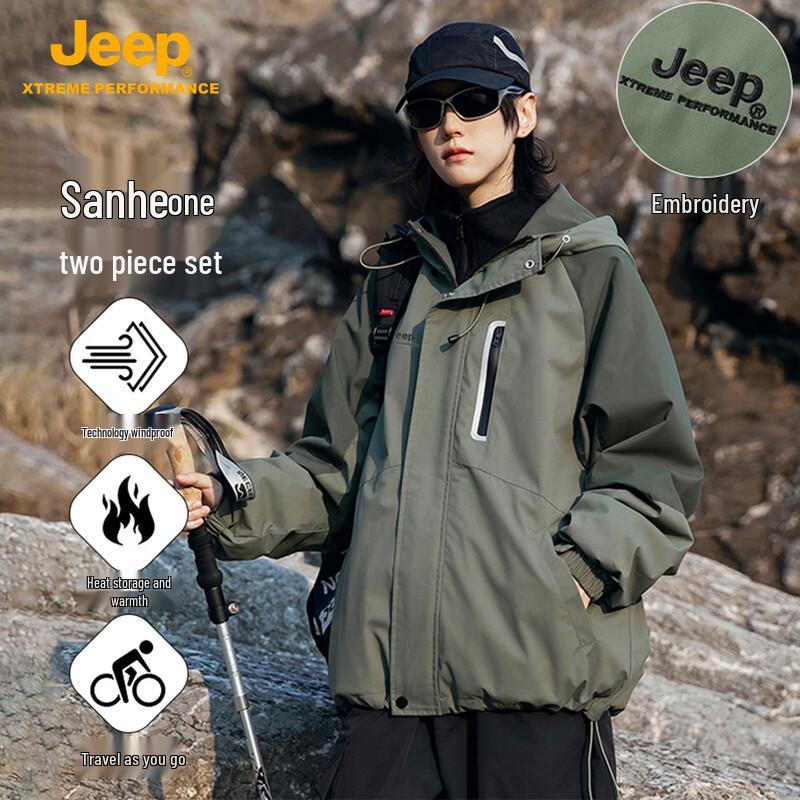 JEEP Men s 3-in-1 Windproof Waterproof Hooded Jacket M