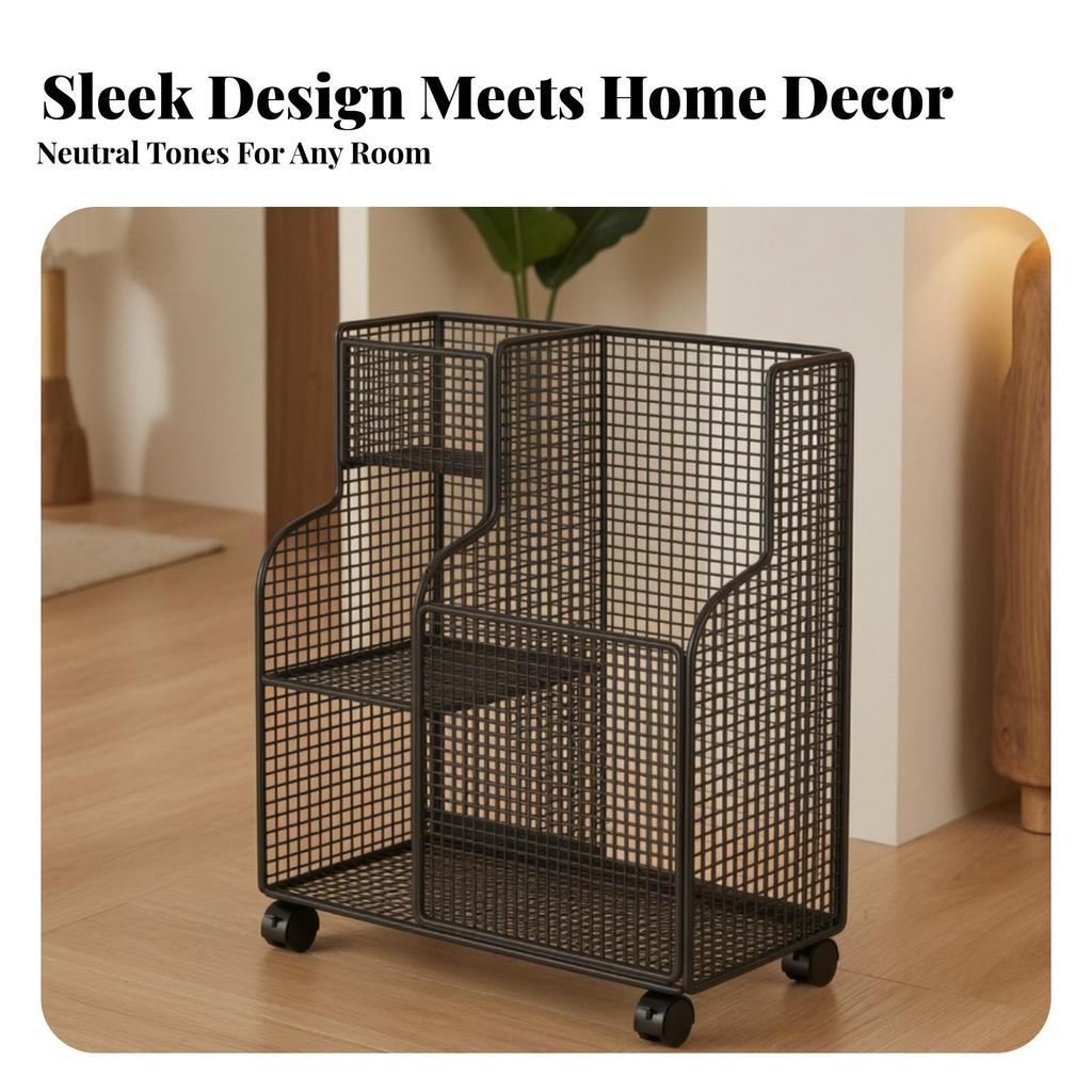 Wire Storage Rack with Wheels Spacious Basket Long-Lasting