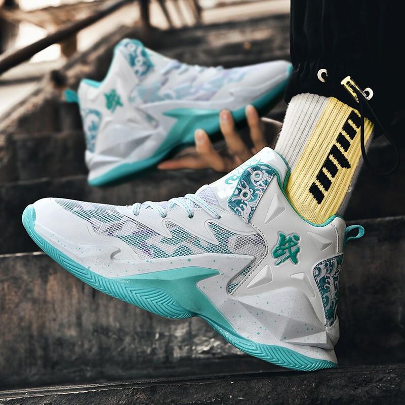 Basketball Shoes Men's and Women's Summer New Mesh Breathable Student Trend Sports Shoes Non-slip, Wear-resistant and Shock-absorbing High-top Sneaker