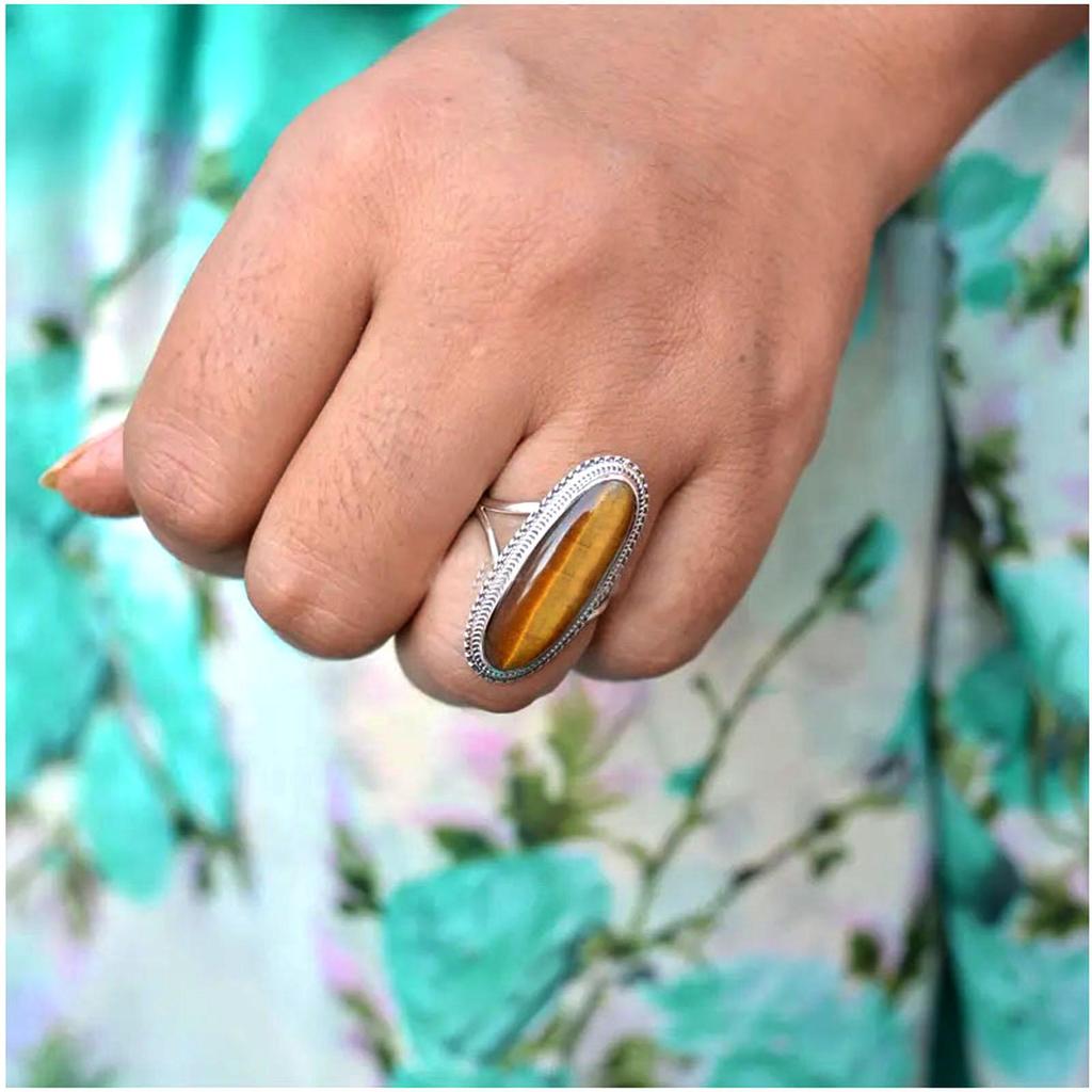 Tiger Eye 925 Sterling Silver Ring – Handmade Gemstone Jewelry