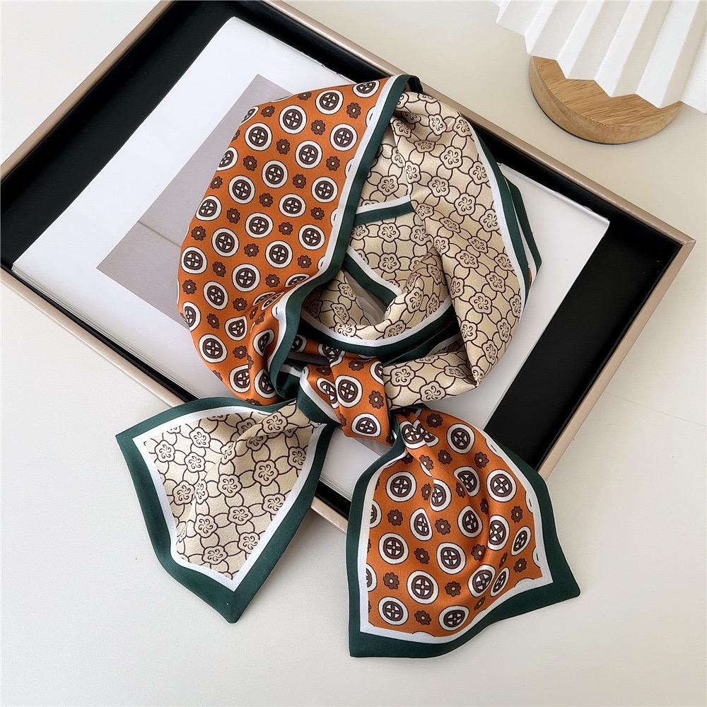 Floral Print 12*145cm Long Ribbon Silk Scarf Women Neck Scarves Headband Female Skinny Neckerchief Hair Band Neck Tie Bag Ribbon