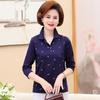 Autumn Cotton Lapel T-shirt for Middle-aged & Elderly Women - Long-Sleeve, Loose Fit, Plus Size