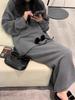 New solid color round neck loose lazy style pullover + elastic waist skirt foreign style two-piece set for women