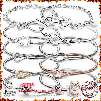 Hot Selling S925 Sterling Silver Exquisite Eternal Love Women's Logo Bracelet For Original Charm Jewelry
