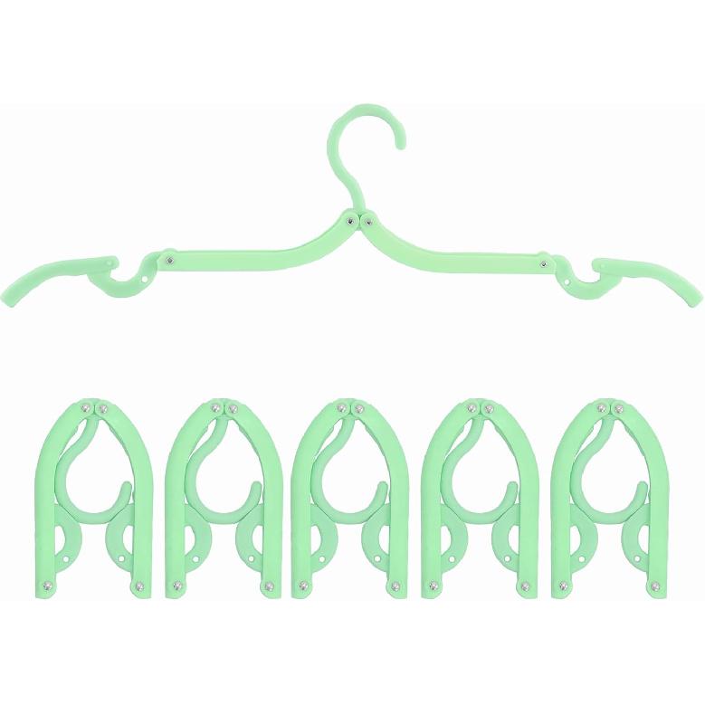 6PCS Portable Folding Clothes Hangers Clothes Drying Rack for Travel (Black)