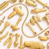 6pcs Tools Pendant Sword Gun Axe Real Gold Plated Stainless Steel Charms For Jewelry Making Necklace Keychain Handmade Material
