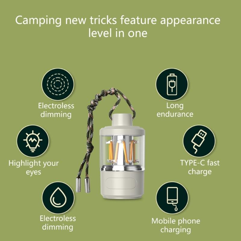 Desktop Camping Tent Lights Waterproof Hanging Camping Lanterns Flashlight Atmospheres Light Rechargeable For Outdoor