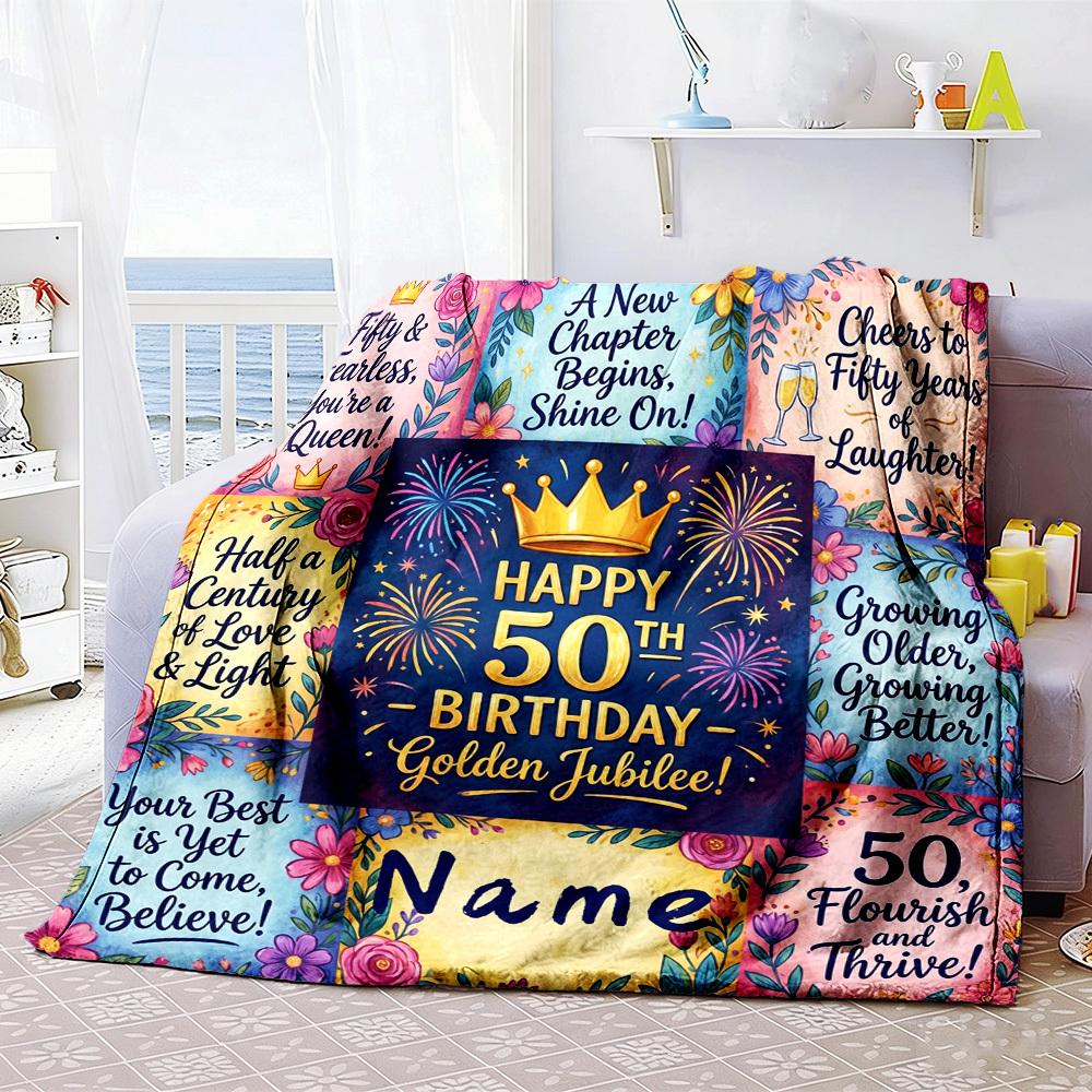 Birthday Wishes Customize Your Name Home Blanketss Comfortable Soft Lightweight Allseason Multipurpose Blanket For Picnic Sofa Office Bed Living Room