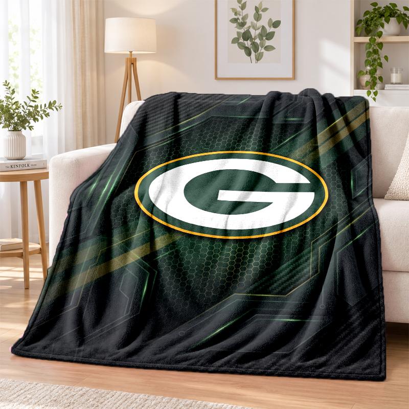 Green Bay Packers Printed Flannel Blanket Warm Comfort Bed Throw For Indoor Home Decoration