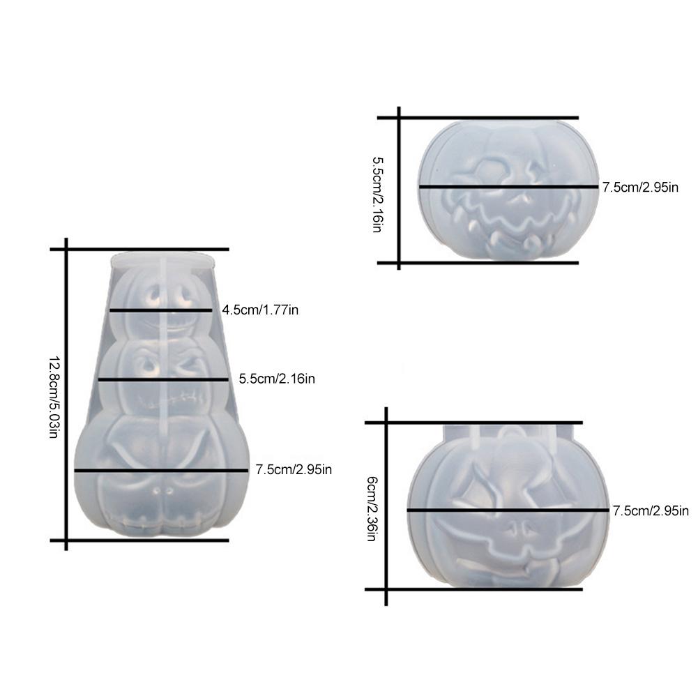 1-3pcs 3D Pumpkin Candle Mold Halloween Resin Casting Silicone Mold for DIY Aromatherapy Candles Wax Plaster Polymer Clay Decor