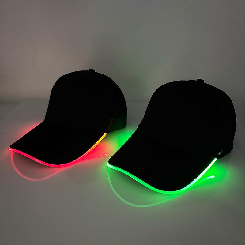 Fluorescent LED Fiber Optic Hat Neon Glowing Baseball Cap Dance Bar Party Supplies Hiphop Rap Hat Club Props Costume