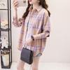 Camisa holgada de manga larga a cuadros para mujer, estilo coreano, chaqueta informal y versátil para estudiantes para primavera y otoño, talla grande, algodón