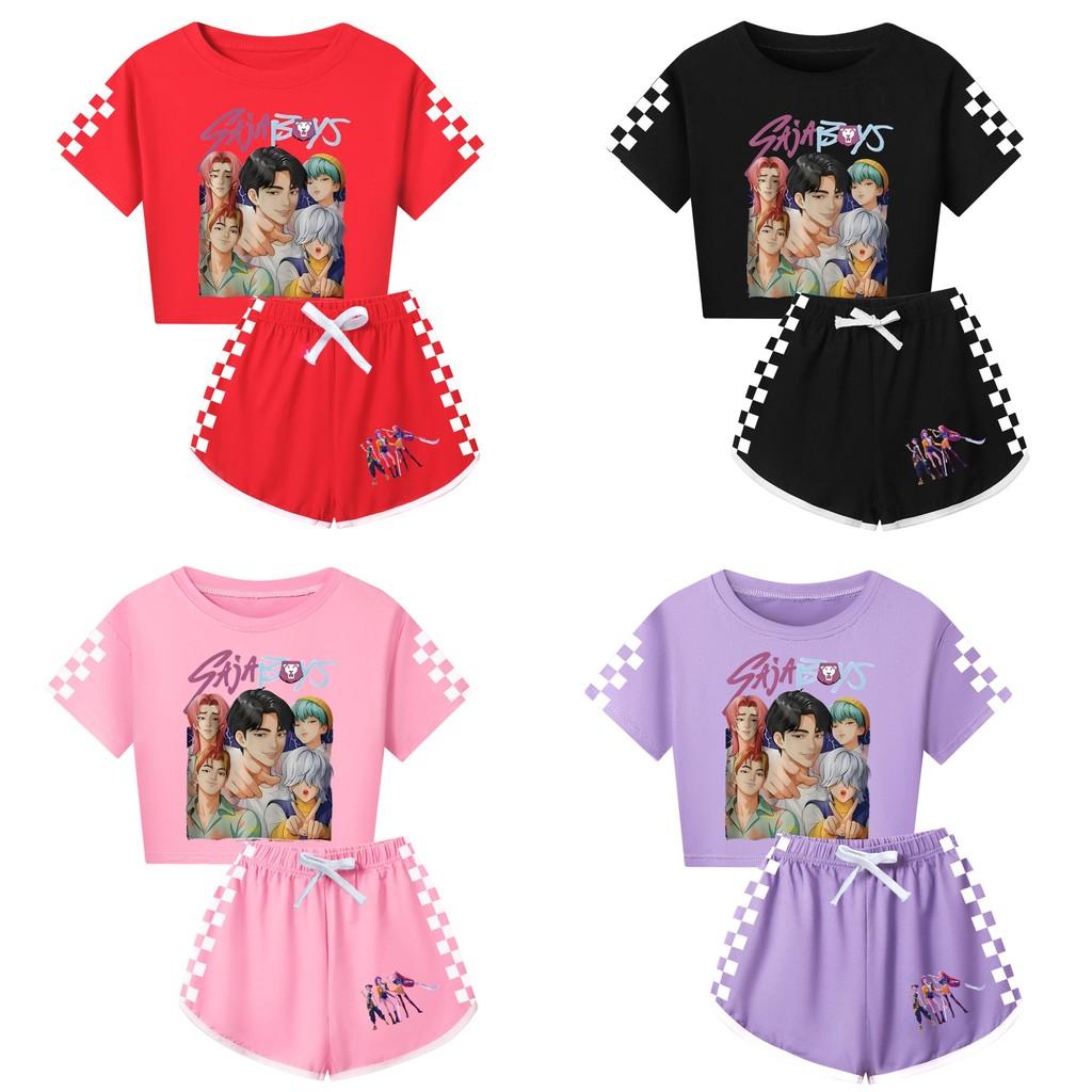 Kpop Demon Hunters Saja Jongens Print Volwassen Kind Korte Mouw Korte Broek Familie Pyjamaset Voor Gezellige Nachtkleding
