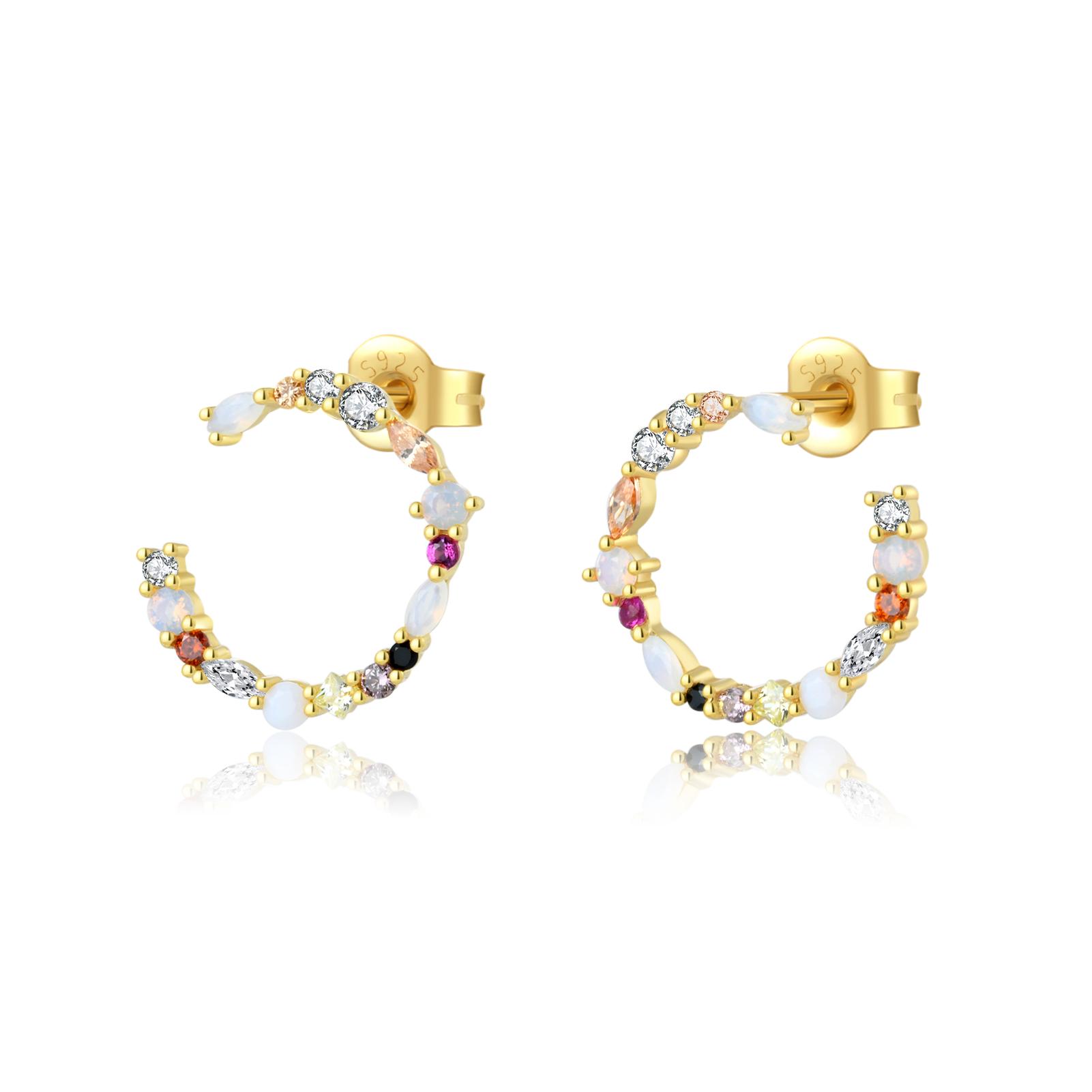 

ANDYWEN стерлингового серебра 925 пробы, золотые серьги-гвоздики в виде радужного круга, женские серьги-гвоздики с радугой и цирконием, ювелирные изделия с тонкими кристаллами, красочные свадебные M