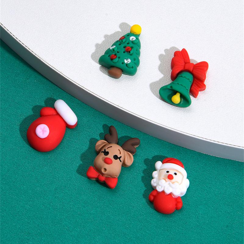 2025 New Cute Mini Cartoon Christmas Series Resin Figurine Crafts Flatback Cabochon Ornament Jewelry Making Hairwear Accessorie
