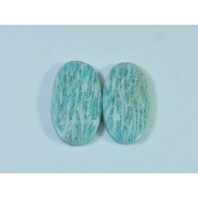 21Cts. Natural Amazonite (14X24X02 Mm Each) Oval Cabochon Matched Pair SK-3049