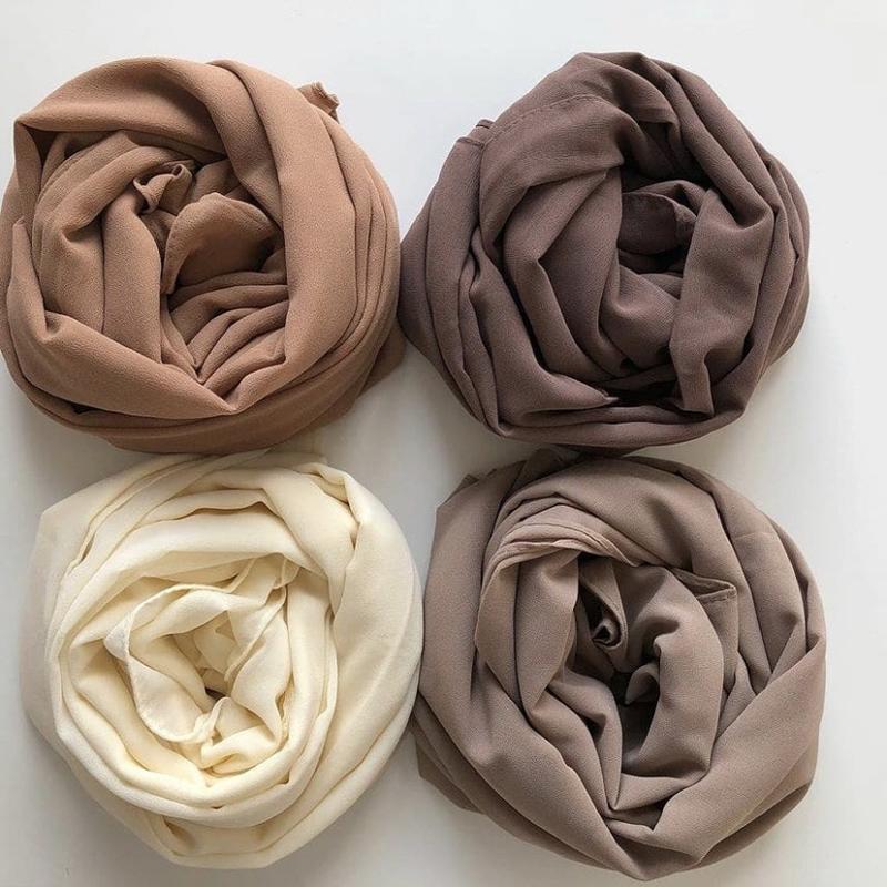 Big Size Long Hijab Premium Heavy Chiffon Scarf Malaysian Muslim Hijab Long Shawl Plain Wraps Tudung Bawal 2M*72CM