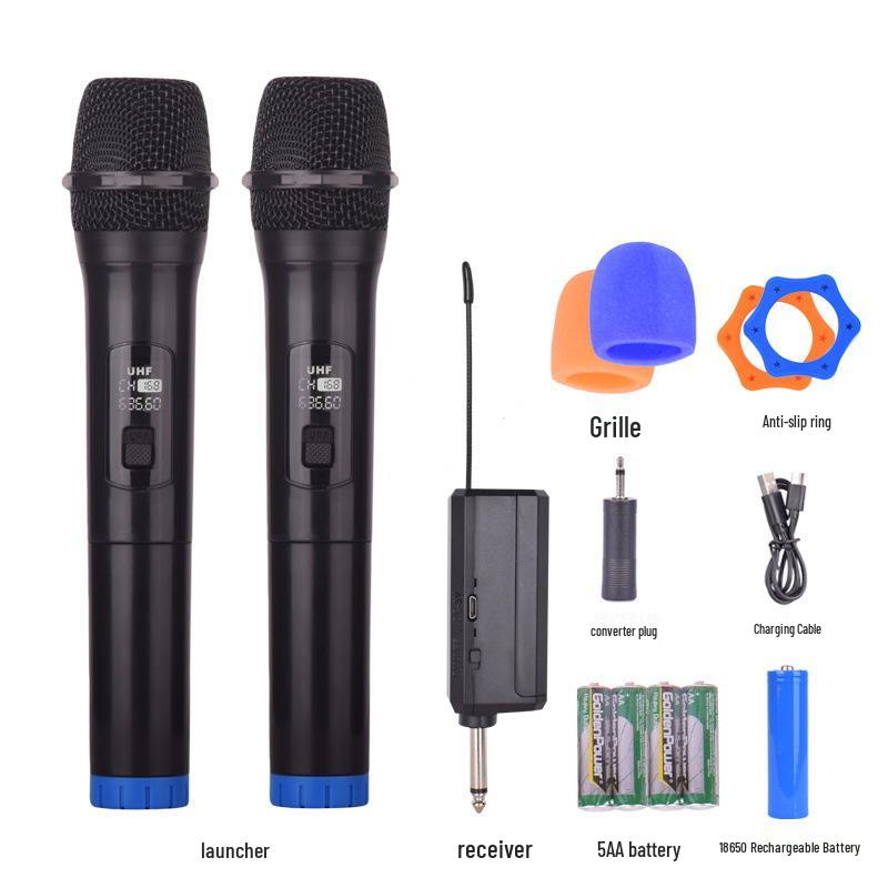 2.4G Wireless Microphone 038 for Home Singing, Live Streaming, and Outdoor Use - One-to-Two Sound Card with Charging Feature