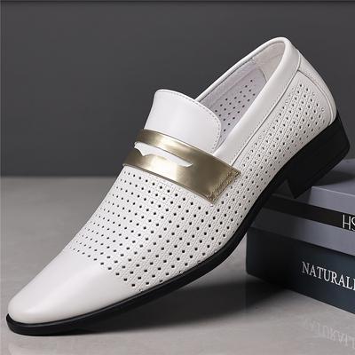 Sommer Neue Designer Atmungsaktive Weiße Braune Lackleder Schuhe Für Männer Lässige Penny Loafer Business Formelle Anzug Schuhe