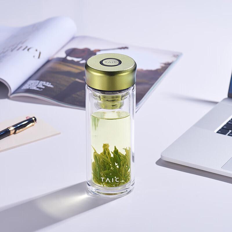 TAIC T360 Double-Layer Glass Tea Tumbler with Titanium Infuser, 350ml