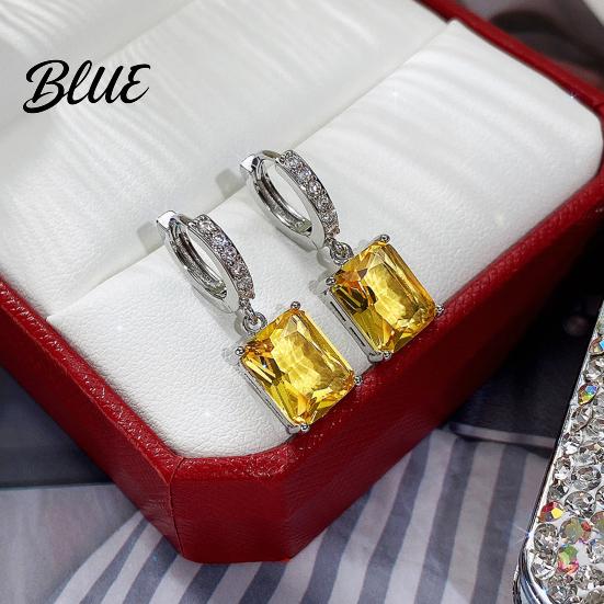 High-quality Zircon Earrings Large Dangling for Women Sparkling Cube-shaped Fashionable