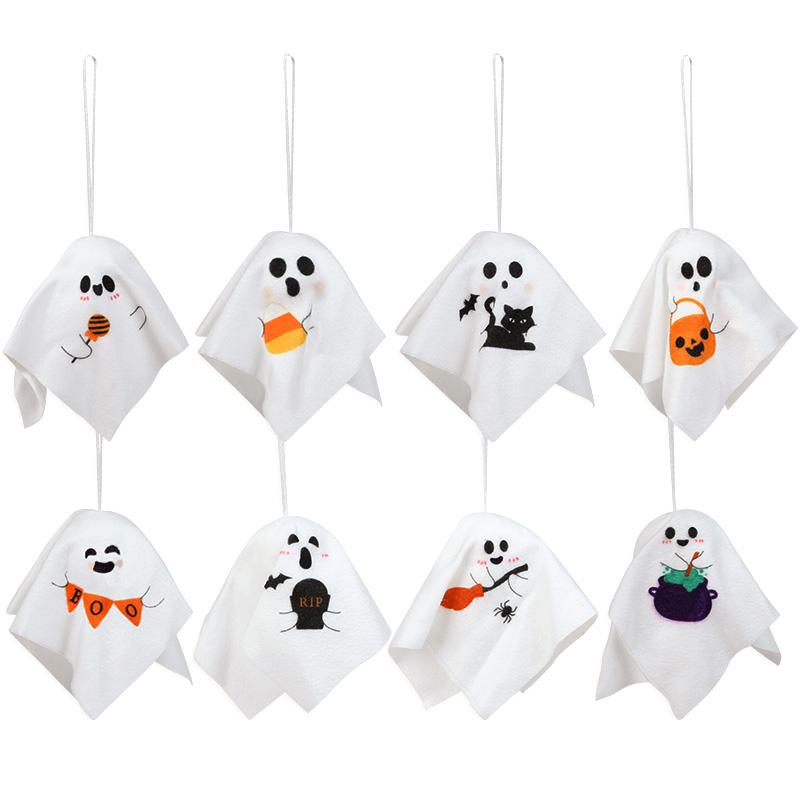 

8Pcs Halloween Hanging Ghost Puppet Kids Gifts Polyester Mini Ghost Ornament Halloween Party Home Indoor Outdoor Decoration